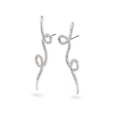 PILGRIM - EBBA Crystal Snake Earrings - Silver-Plated - 4.5 cm