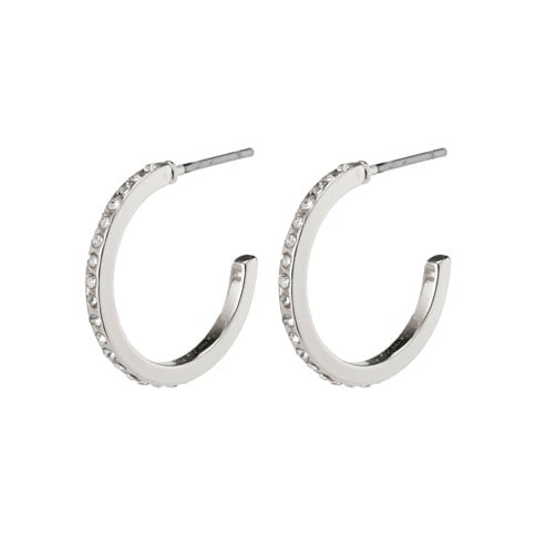 PILGRIM - Roberta Crystal Semi-Hoops - Silver-Plated - Diameter 17 mm