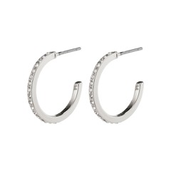 PILGRIM - Roberta Crystal Semi-Hoops - Silver-Plated - Diameter 17 mm