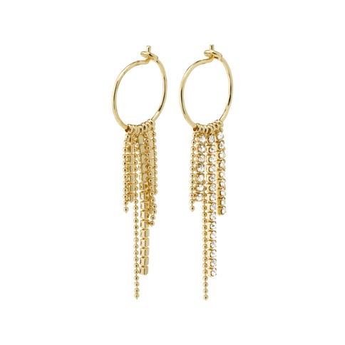 PILGRIM - MAJA Crystal Waterfall Hoop Earrings - Gold-Plated - 50 mm