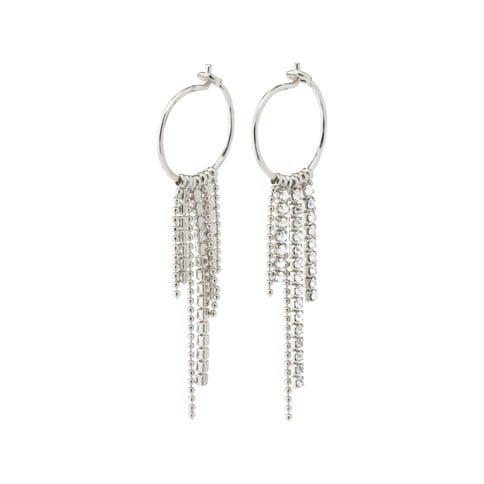 PILGRIM - MAJA Crystal Waterfall Hoop Earrings - Silver Plated - 50 mm