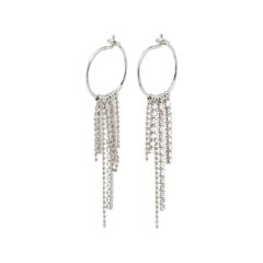 PILGRIM - MAJA Crystal Waterfall Hoop Earrings - Silver Plated - 50 mm