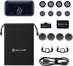 Hollyland - Lark M3 Combo 4TX&2RX USB-C- und Kamera-Empfänger und 4 x kabelloses Mikrofon