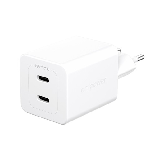 EMPOWER - Turbo 45W Dual Charger 2x USB-C EU, Silver White