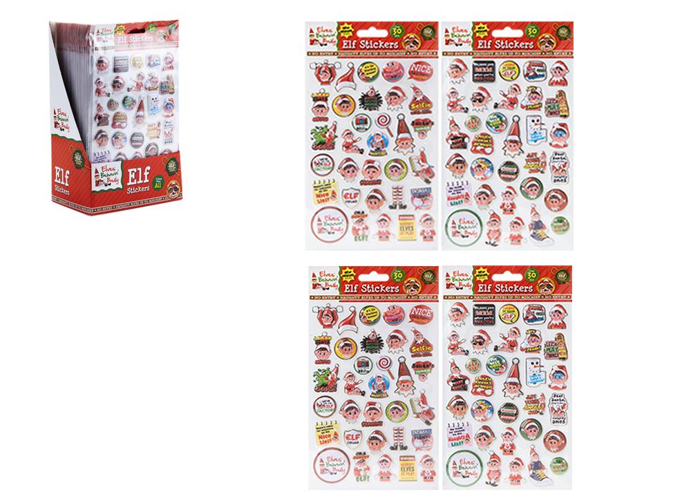 Elves Behavin' Badley - Puffy Elf Klistermærker 30 pcs 2 asst.