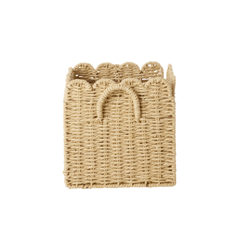 Rice - Paper Rope Foldable Basket - Natural - 20x20x20 cm.