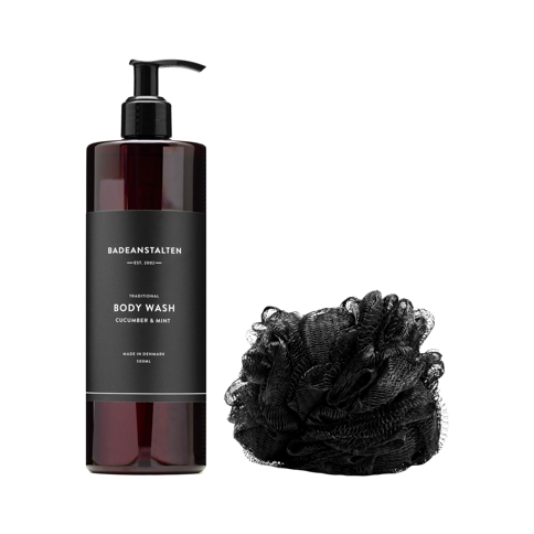 Badeanstalten - Body Wash Cucumber and Mint - 500 ml + Shower Puff