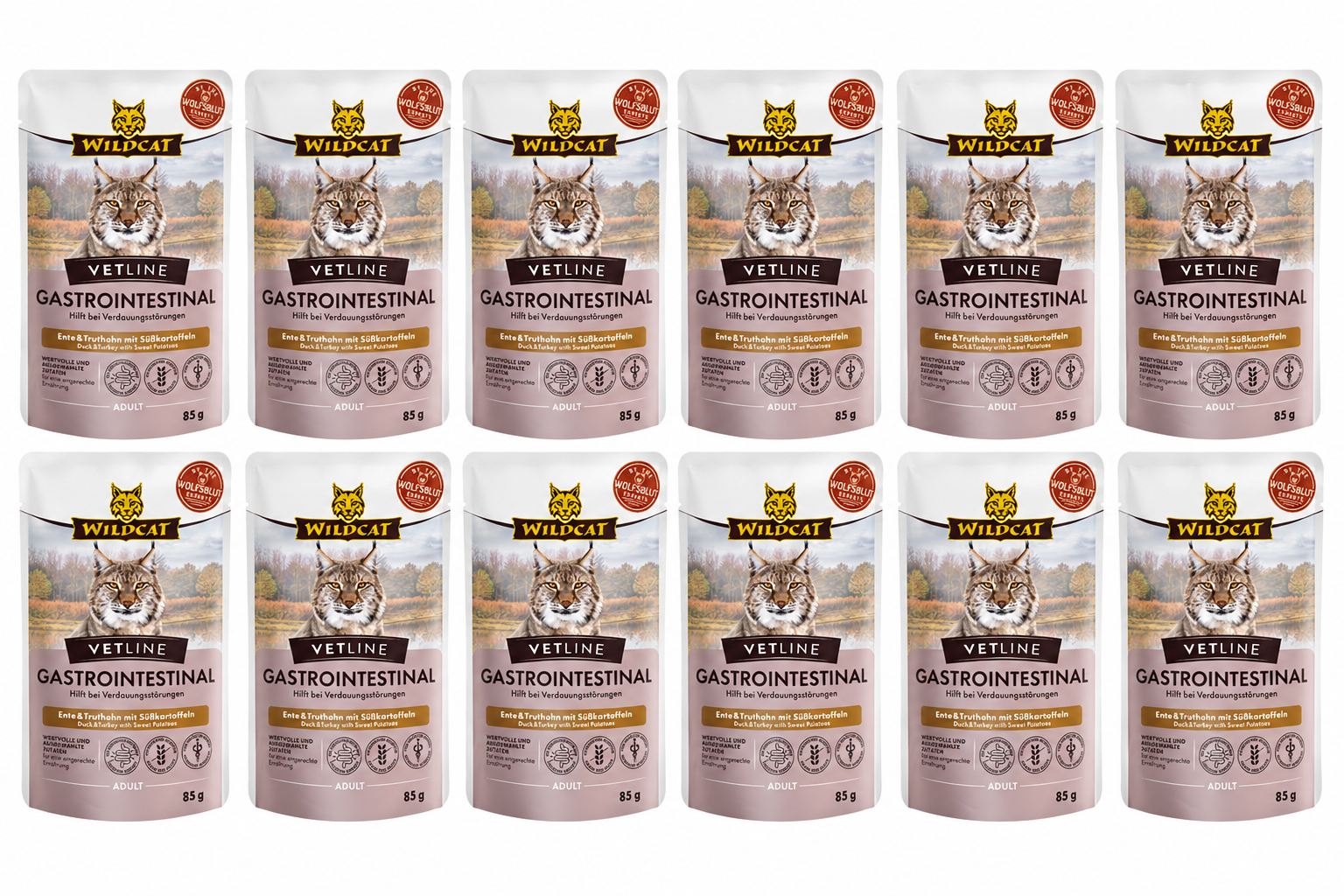 Wildcat - 12 x Vetline Gastrointestinal - Duck & Turkey 85 gr