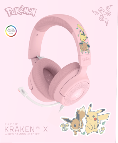 Razer - Kraken V4 X Pokémon Pikachu/Eevee Edition - 40 mm Drivers