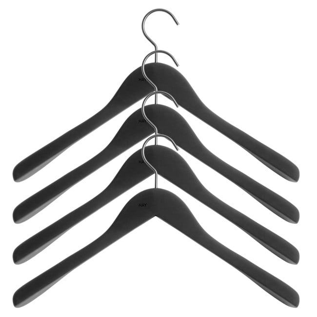 HAY - Soft Coat Hanger Wide Set of 4 - Black (500073) - E