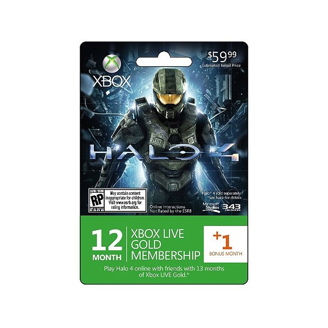 Xbox 360 Live Gold Card (12 mth + 1 mth) HALO 4 Themed