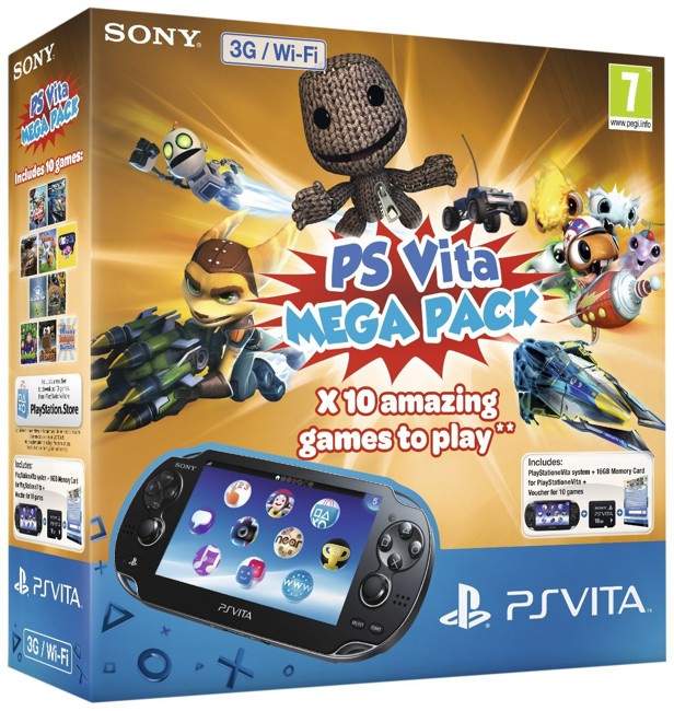 børn Exert tempo Køb Playstation Vita Console 3G/WiFi + 16GB Mem + PSVita Mega Pack (UK)