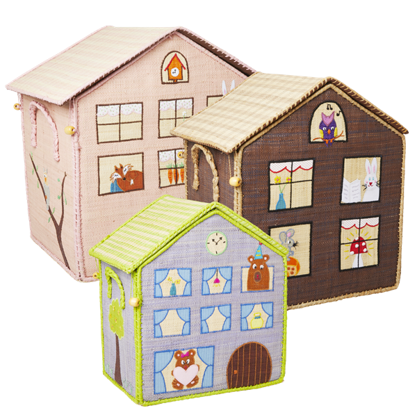 Rice - Large Set of 3 Toy Baskets - Wood House Theme