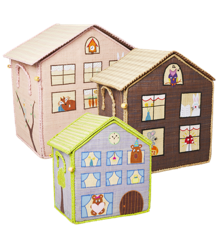 Rice - Large Set of 3 Toy Baskets - Wood House Theme