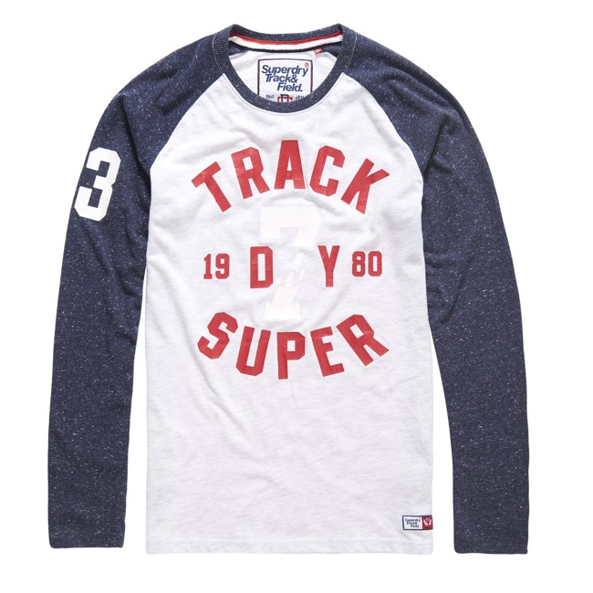 Superdry Trackster Baseball T-shirt Ice Marl Atlantic Navy