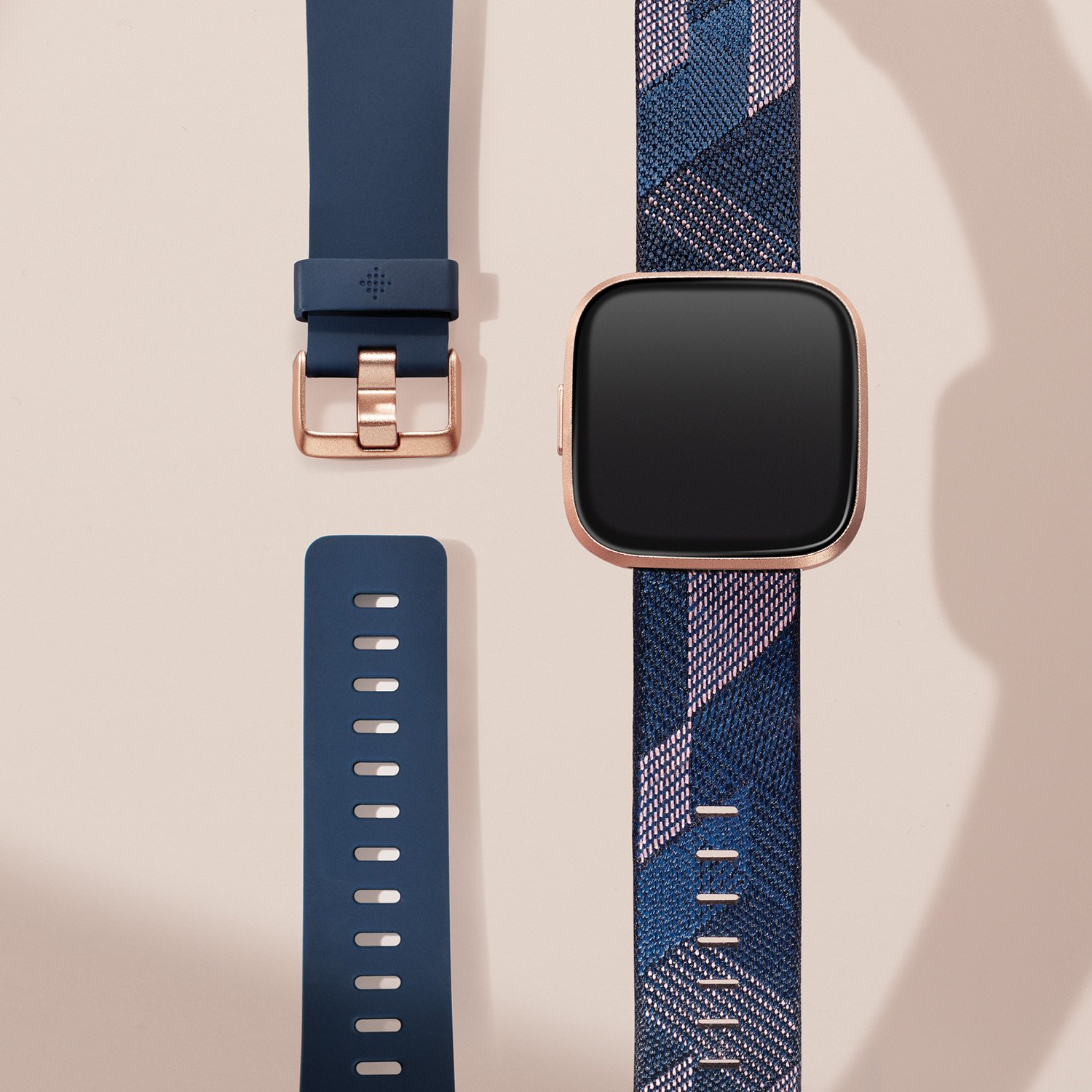 fitbit versa 2 navy and pink woven