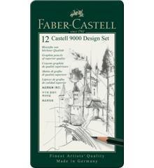 Faber-Castell - Castell 9000 Bleistift, Design Set, 12er Metalletui (119064)