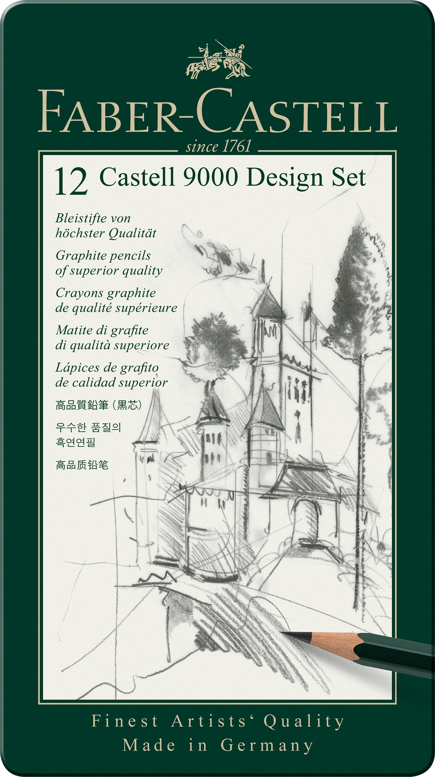 Faber-Castell - Castell 9000 Bleistift, Design Set, 12er Metalletui (119064)