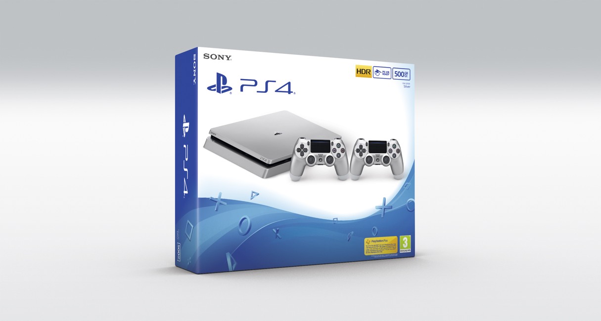 Playstation 4 Slim Console - 500GB (Silver) (2 Dualshocks)