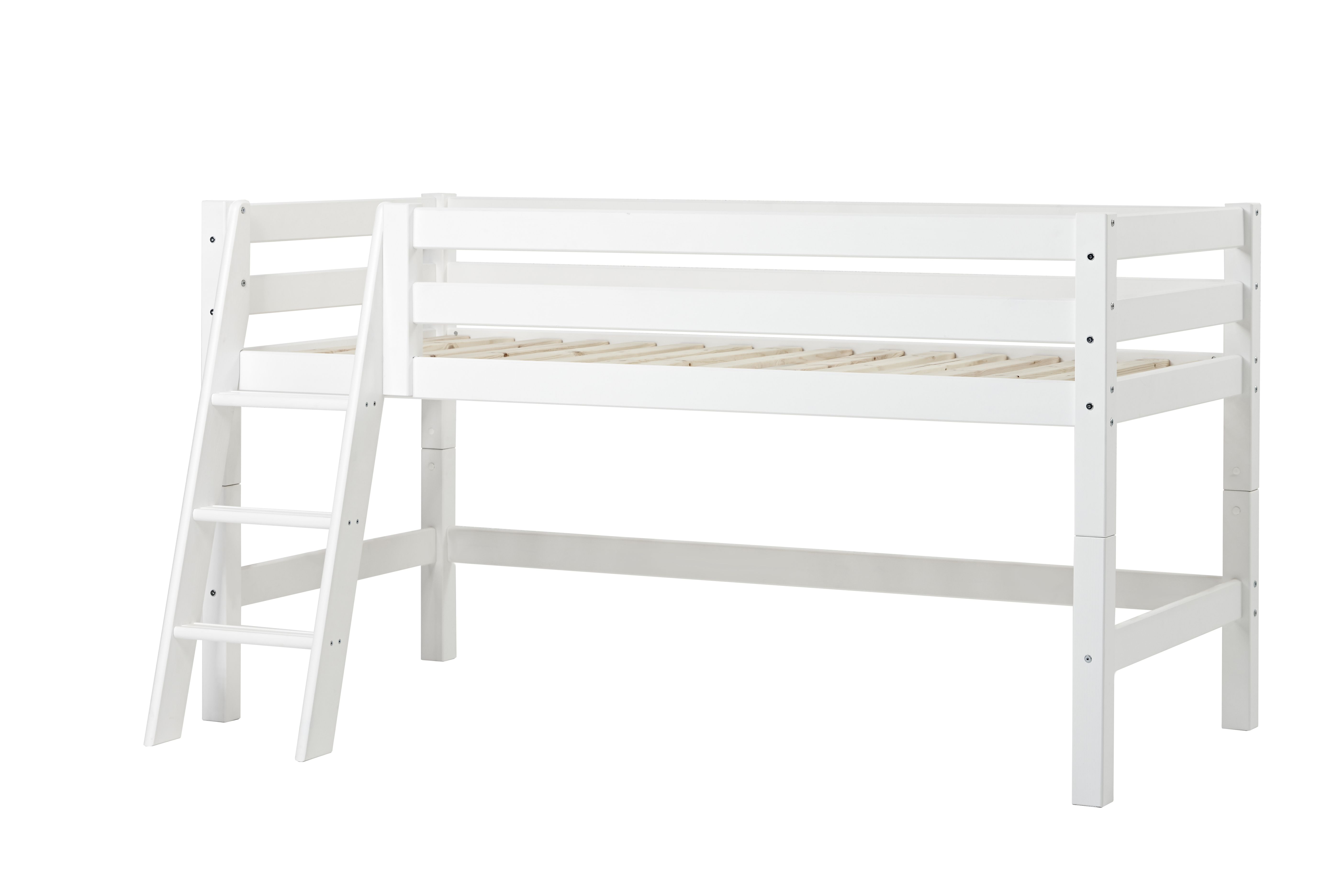 Hoppekids - ECO Luxury Semi-High Bed 90x200cm With Sloping Ladder, White