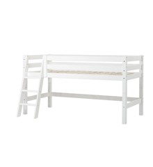 Hoppekids - ECO Luxury Semi-High Bed 90x200cm With Sloping Ladder, White