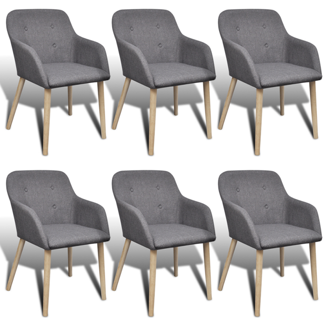6 pcs Fabric Dining Chair Set with Oak Legs