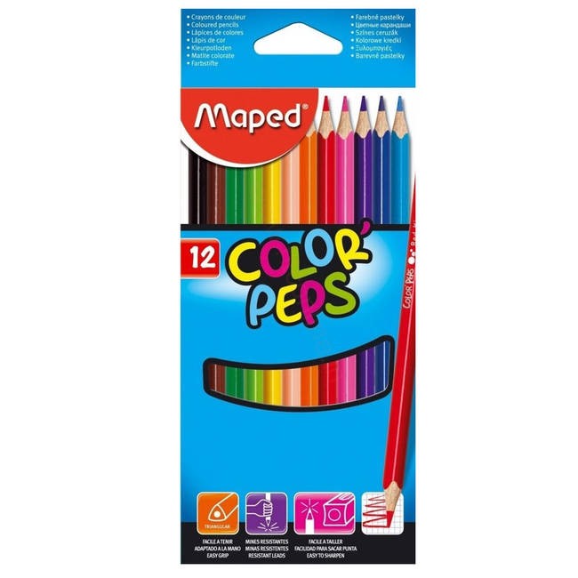 Maped Colour Peps 12 High Quality Easy Grip Colouring Pencils - (832500071)