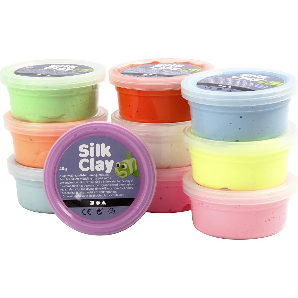 Silk Clay - Ass. Farger (10 x 40 g) - Leker