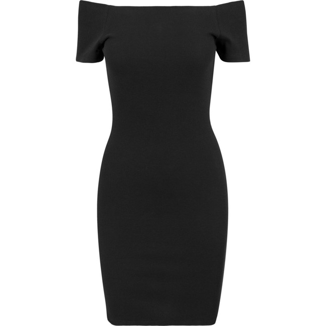 Urban Classics Ladies - Off Shoulder Rib Dress black
