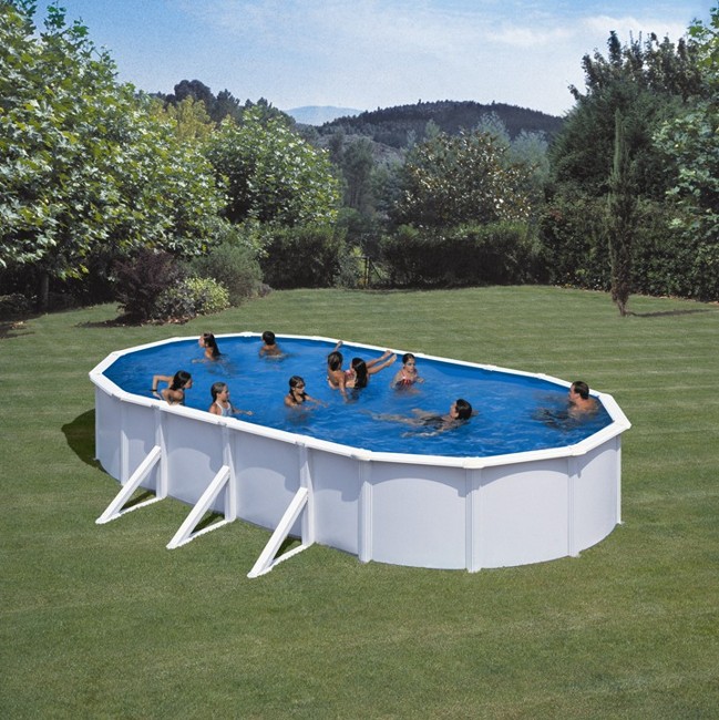 GRE - Swimming Pool - Oval Hvid stål - 730x375x120cm (25.323 liter)