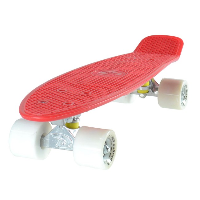 Land Surfer Cruiser Skateboard 22" RED BOARD WHITE WHEELS