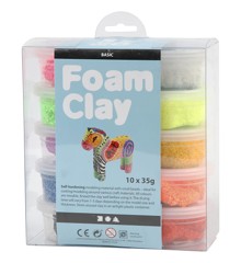 Foam Clay - helmimassa, 10x35 g, värilajitelma