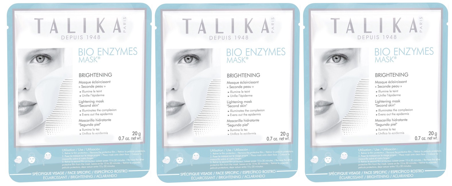 Talika -  Bio Enzymes Brightening Sheet Maske 3-Pak