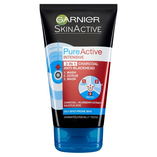 Garnier - Pure Active Intensive 3in1 Charcoal Rens150 ml