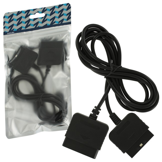 ZedLabz 1.8m extension cable cord lead for Sony PS2 PlayStation 2 & PS1 controllers – black
