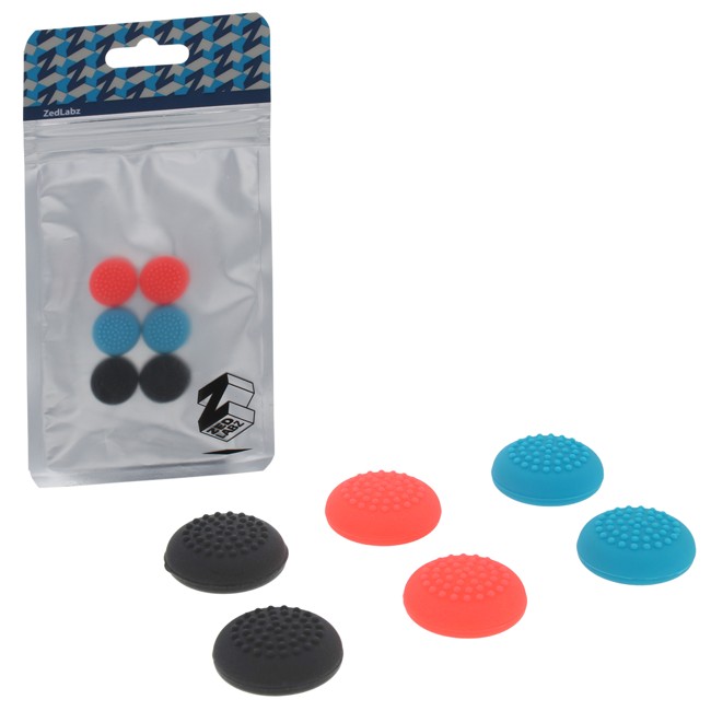 ZedLabz dotted silicone thumb grip stick caps for Nintendo Switch joy-con controllers - 6 pack multi colour neon