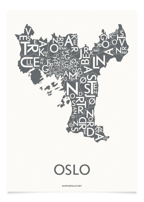 Kortkartellet - Oslo Plakat 50 x 70 cm - Koksgrå