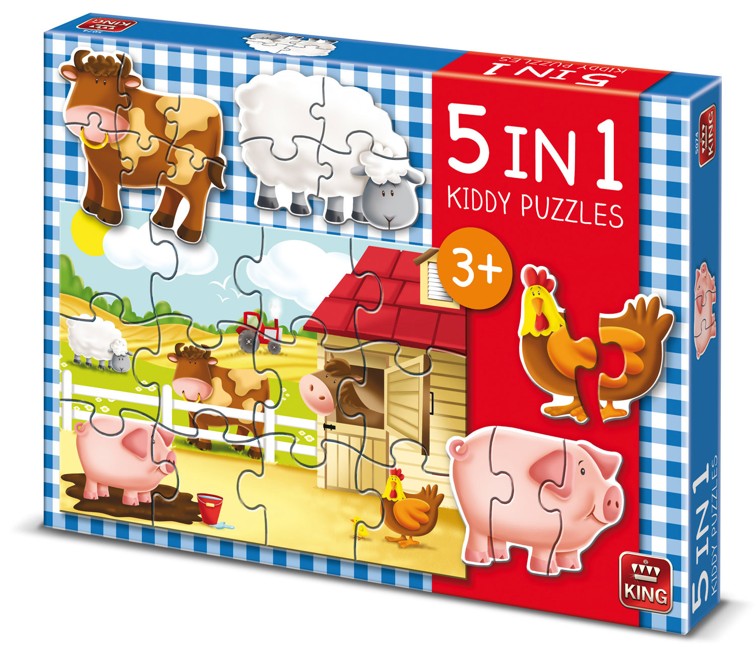 King Farmyard 5-in-1 Kiddy Jigsaw Puzzles (2 - 12 Pieces)