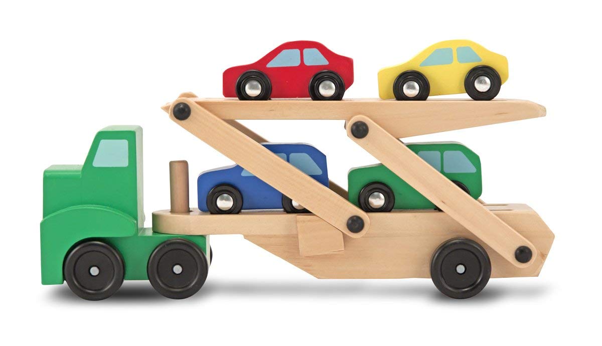 Melissa & Doug - Wooden Car Transporter and 4 Cars (14096)