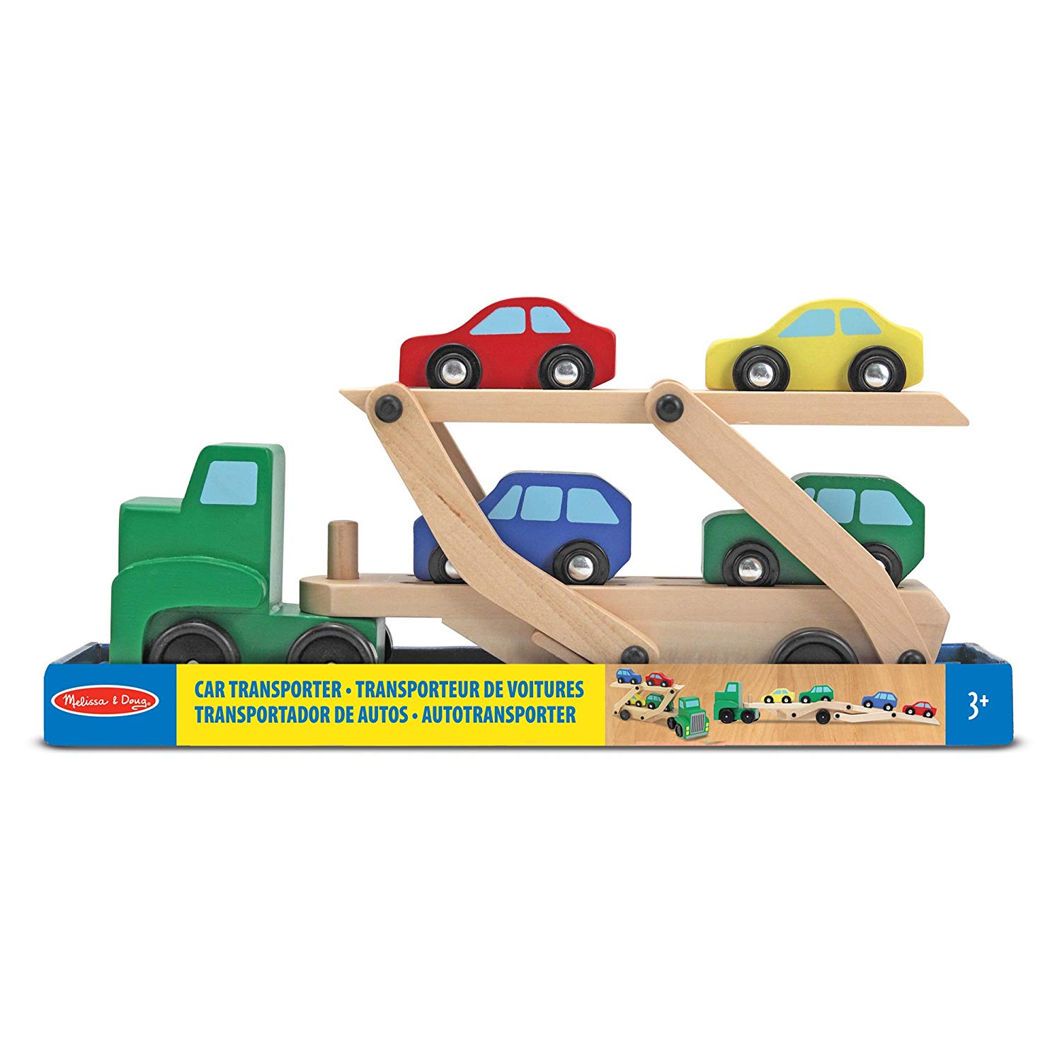 Buy Melissa & Doug - Wooden Car Transporter and 4 Cars (14096)