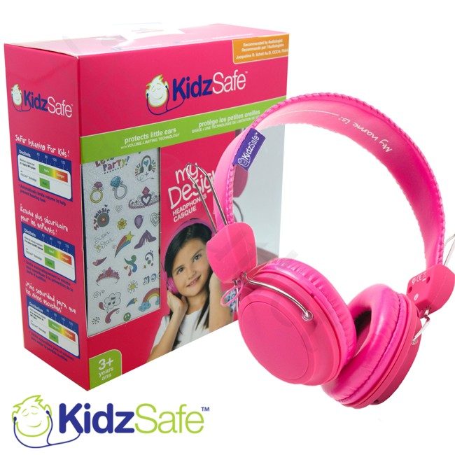 Kidzsafe Kids Over-Ear Headphones Kidzsafe Childrens Girls Earphones Pink for iPad/Tablet