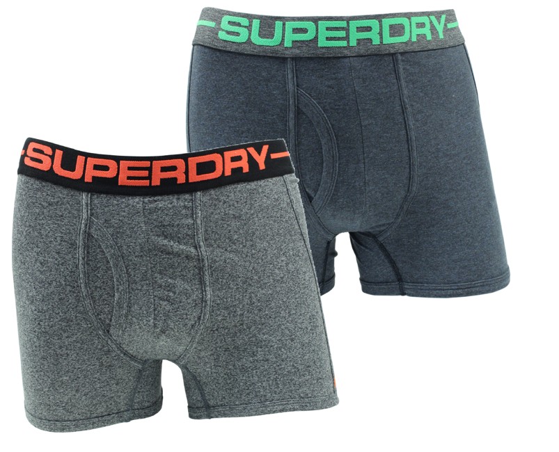 Superdry '2-Pack Sport' Boxershorts - Sort Jaspe & Navy