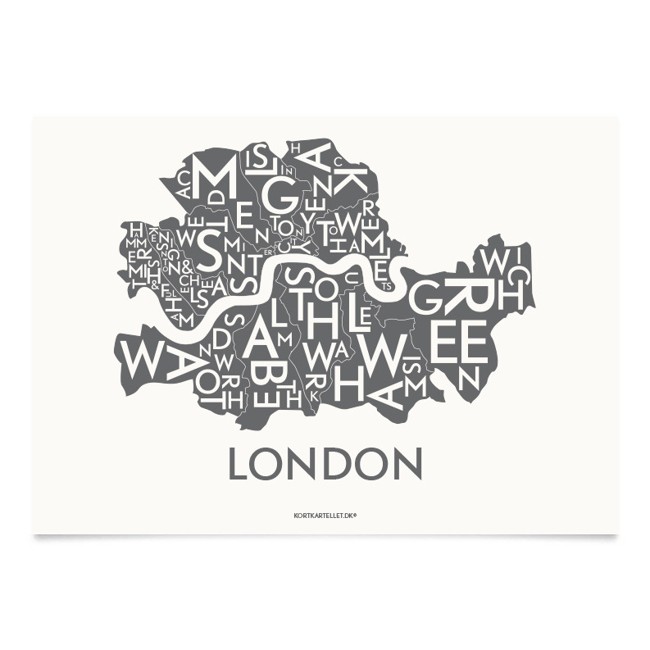 Kortkartellet - London Plakat 40 x 55 cm - Koksgrå