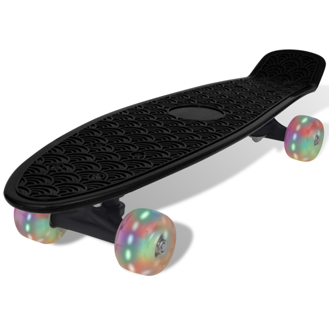 Sort retro skateboard med LED hjul
