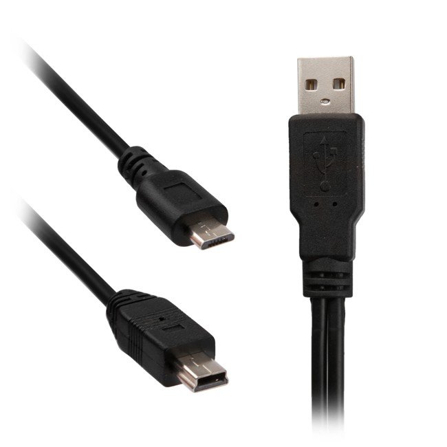 REYTID Universal Dual USB Cable - 1 x Mini and 1 x Micro - Twin Charger