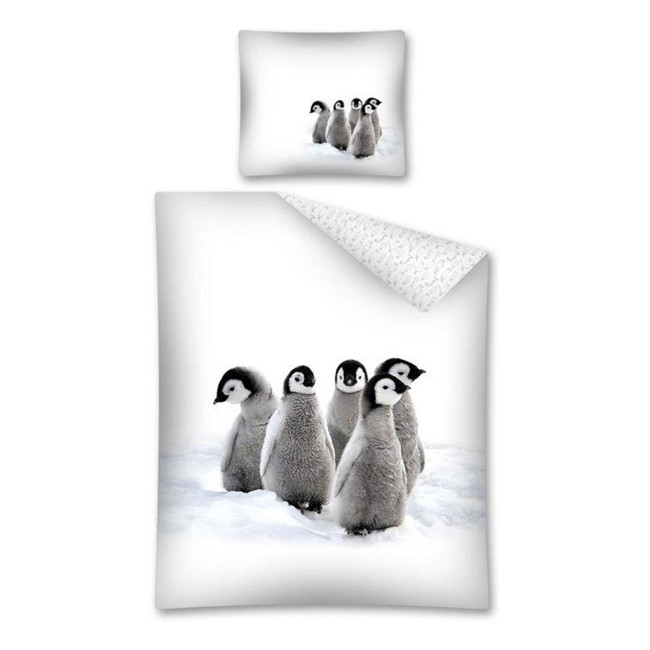 Penguins - Duvet cover - Single - 140x200 cm + 1 pillowcase 60x70 cm - Wit