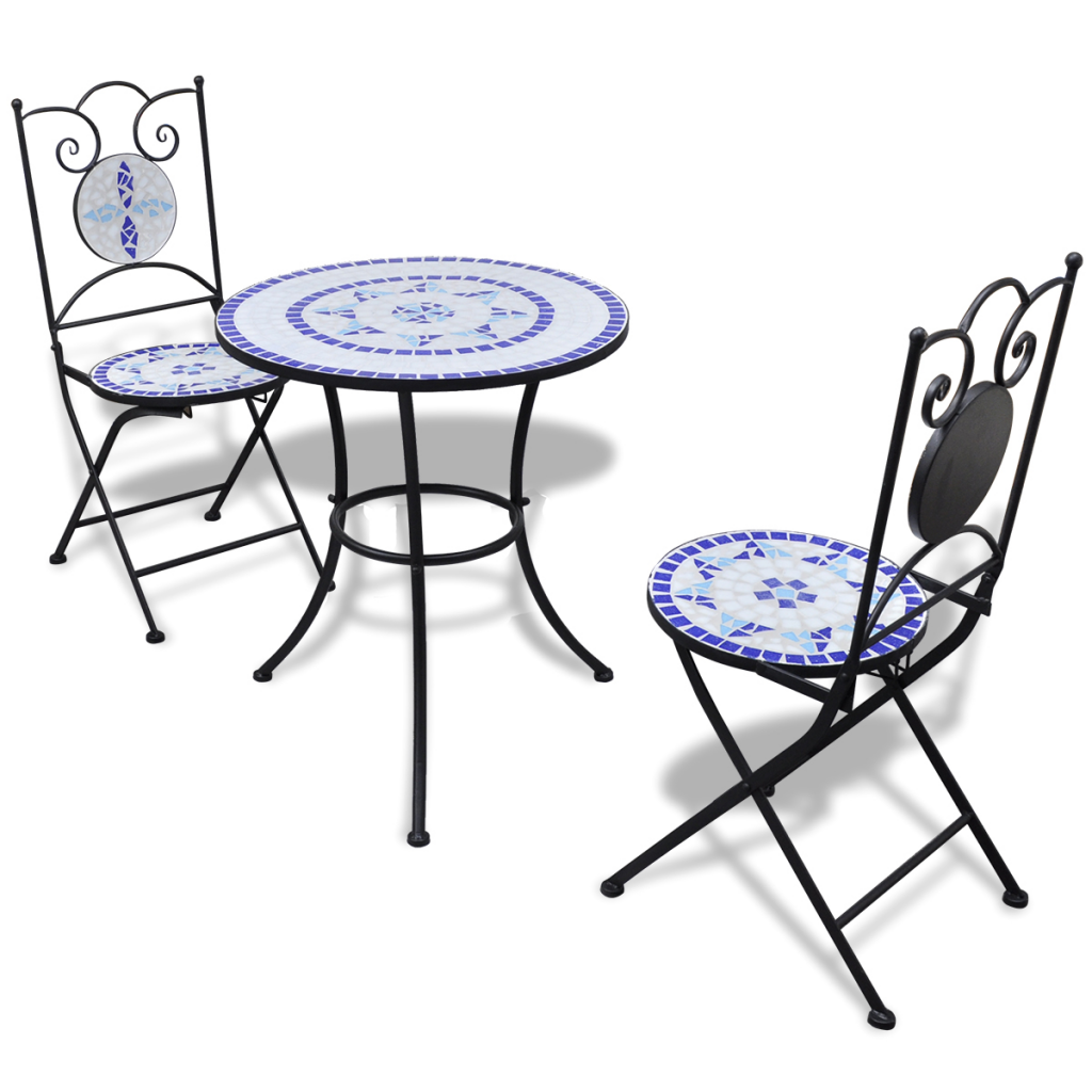 Kaufe Mosaic Bistro Table 60 Cm With 2 Chairs Blue White