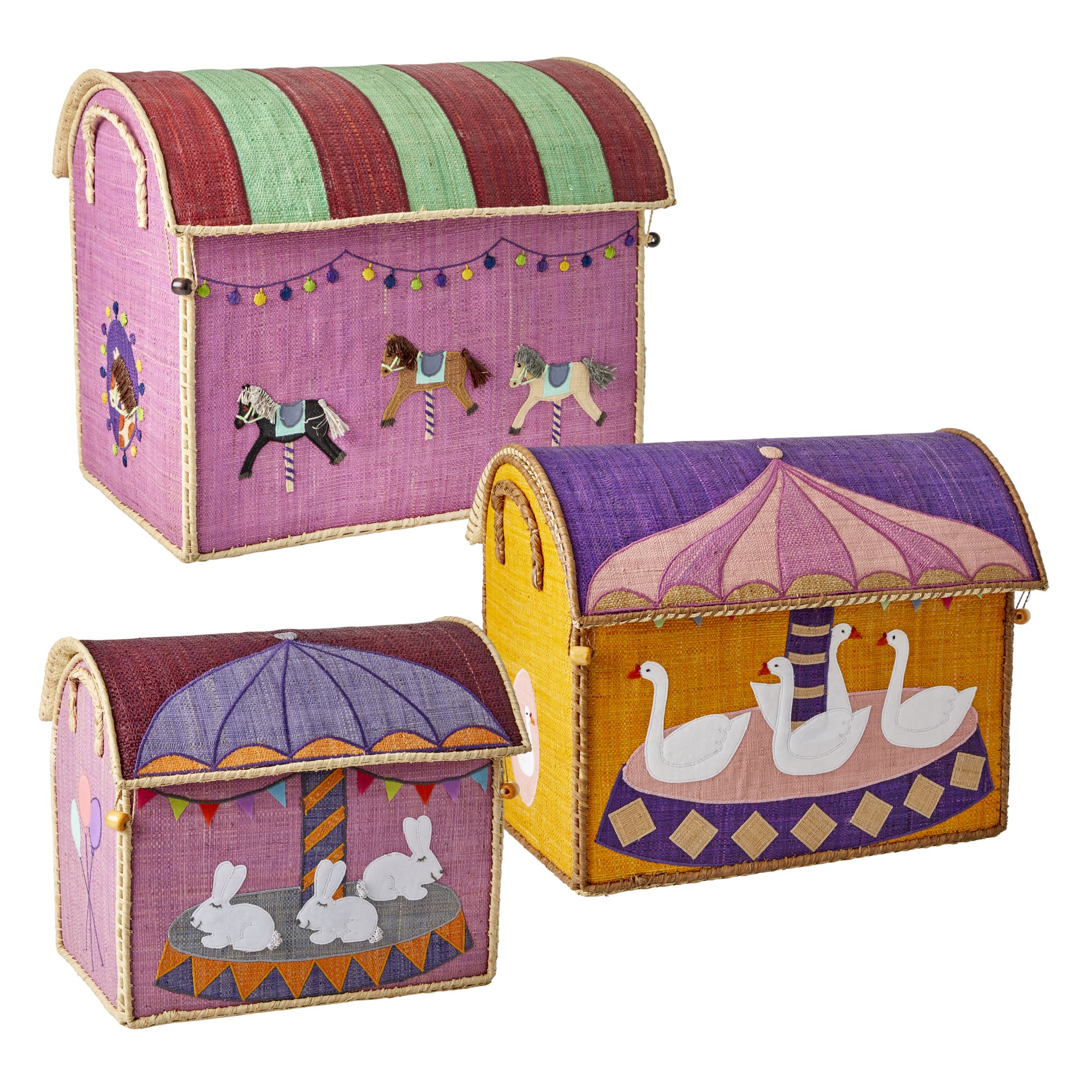 Rice - Large Set of 3 Toy Baskets - Carousel Theme