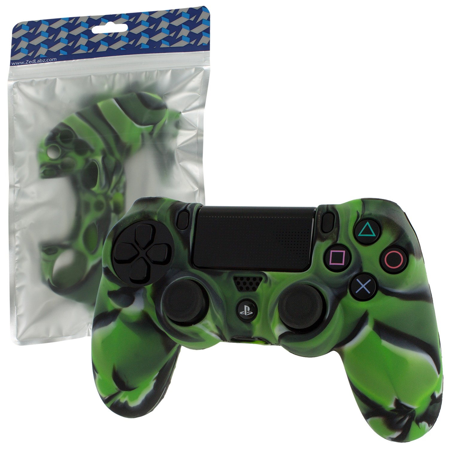 Kop Zedlabz Soft Silicone Rubber Skin Grip Cover For Sony Ps4 Controller With Ribbed Handle Camo Green
