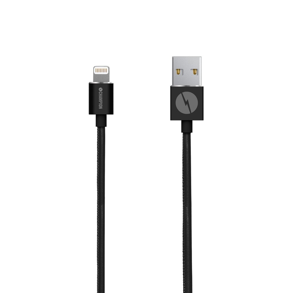 organ klasse Hindre Køb Champion Lightning Cable PU Leather Black 2m iPhone, iPad